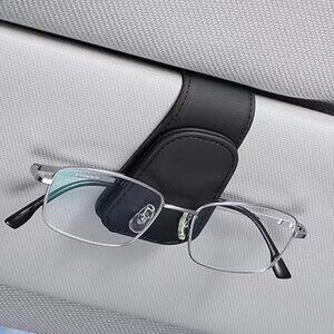 Sunglass Holder for Car, Magnetic Leather Sunglasses Eyeglasses Hanger Clip, New